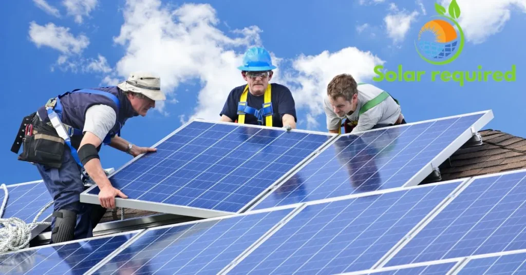 men install solar panels