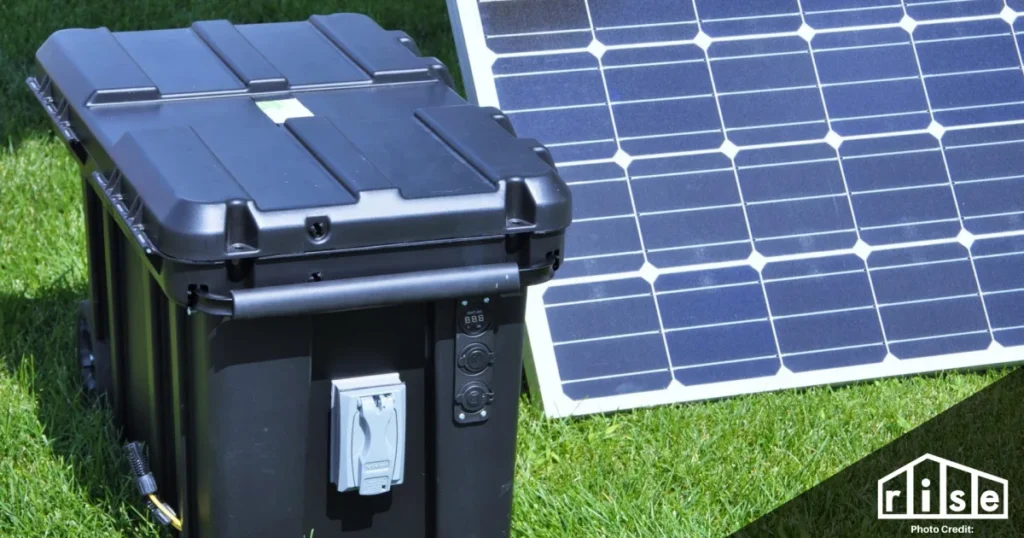 a black box is near with solar panel