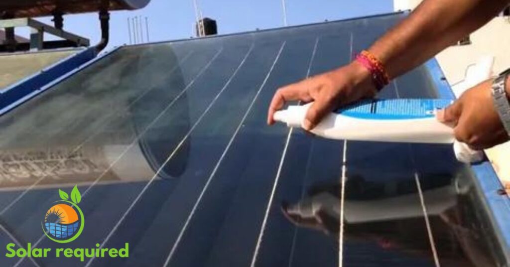 man put a soap on solar panels