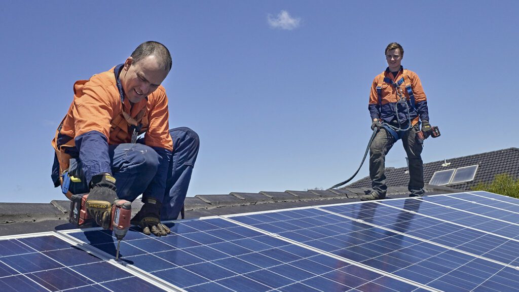 two solar panel installer