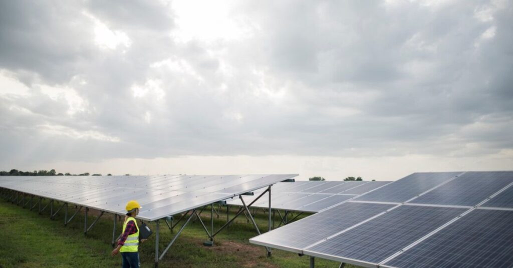 solar panels system in cloudy weather