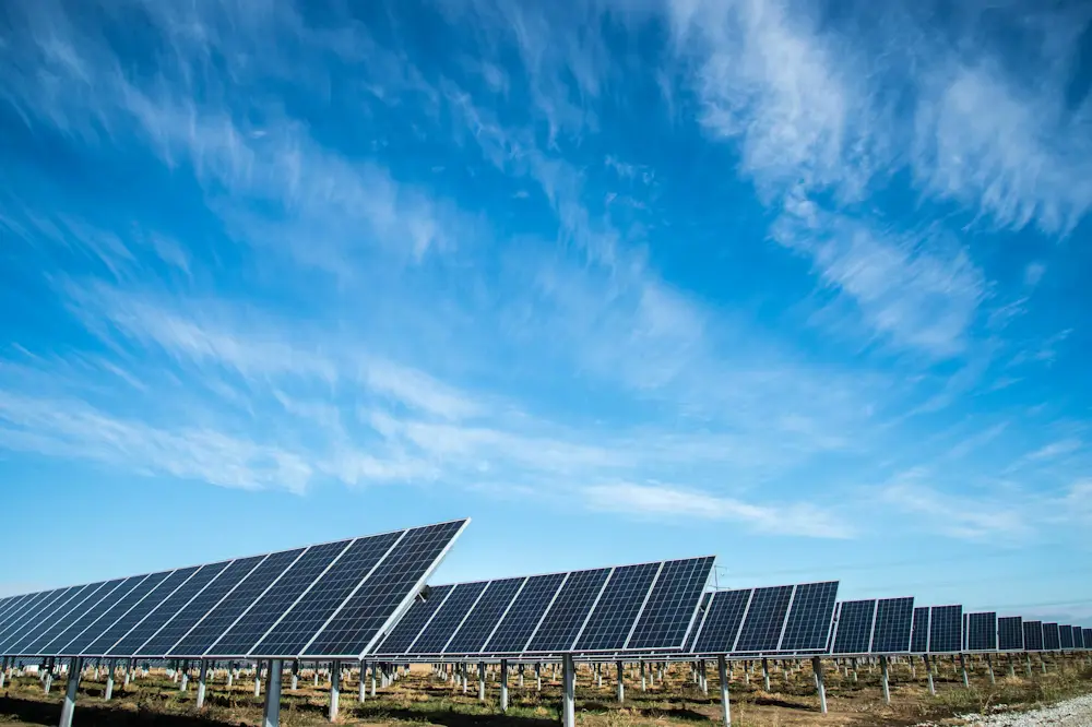 a row of solar panels