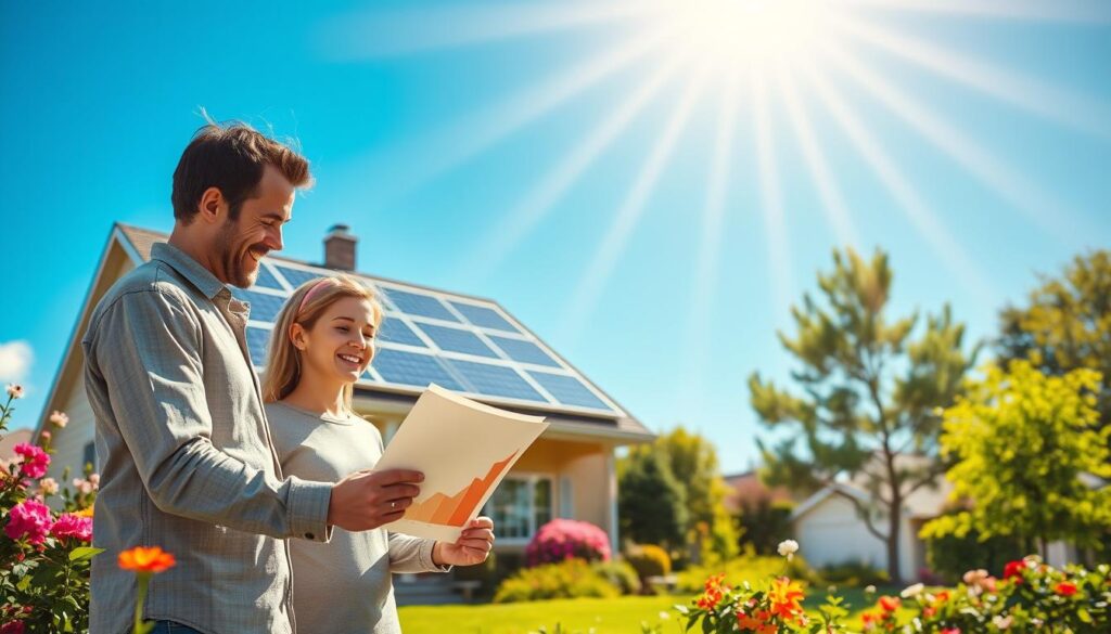 couple are happy to set solar panel system