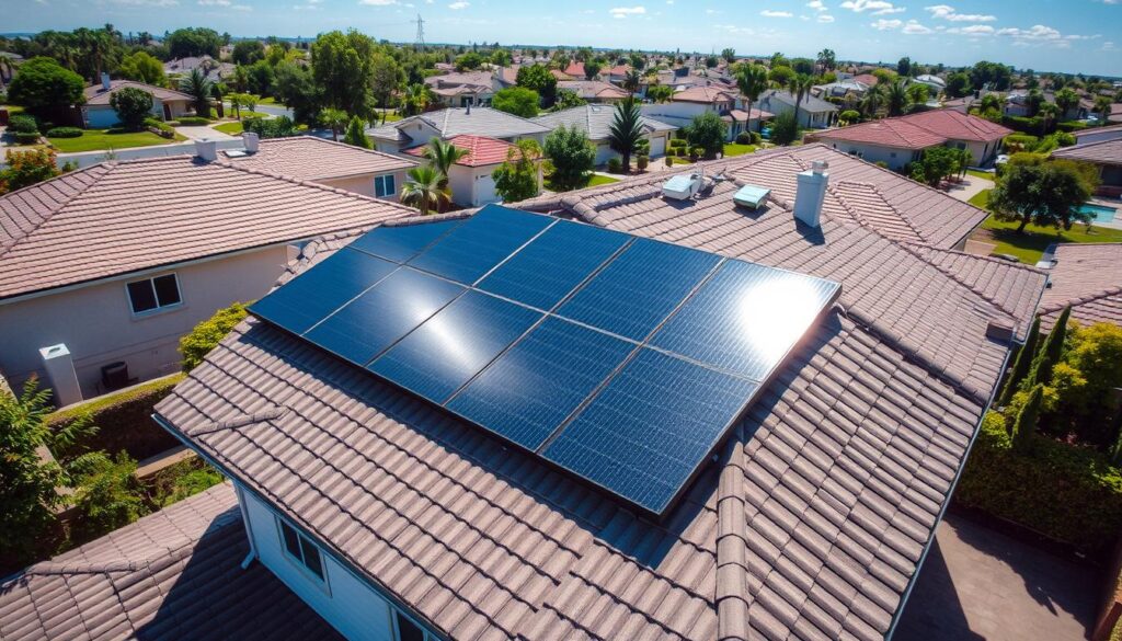 solar panel system at building