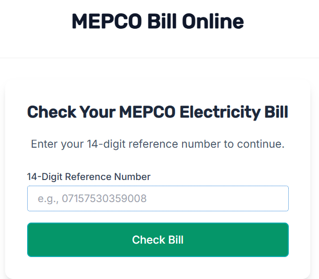 MEPCO Bill Checker Tool