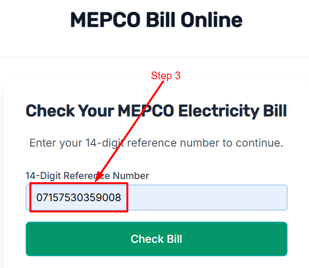 Step 3: Enter the reference number