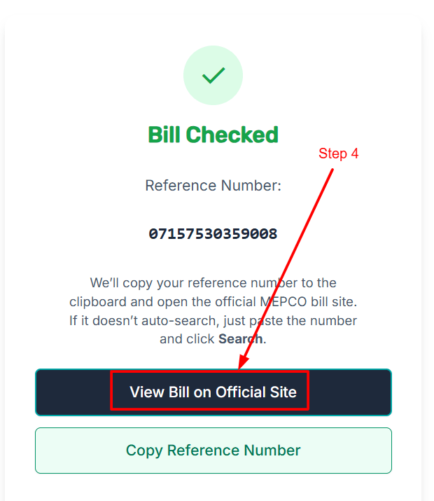 Step 4: Click the “Check Bill” button